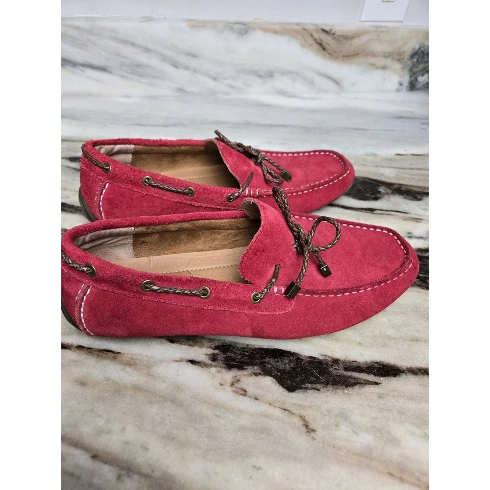 Alfani Trevor Men's Red Suede Leather Driving Moccasins Loafers Shoes Size 9.5 M